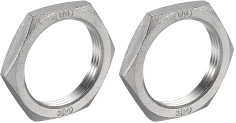 QUARKZMAN 2pz Fuso Tubo Raccordo Esagonale Controdado 304 Inossidabile Acciaio Esagonale Blocco Dado 1 1/2 Femmina Filettatura (DN40) per Idraulica Fisso Acqua Scopa e Carro Pulizia