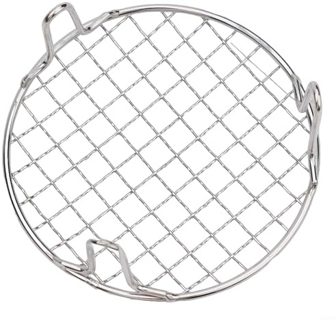 Rundes Grillrost, Edelstahl, rundes Grillnetz, Backblech, Grillgitter, mit Bein zum Backen, Kochen, Dämpfen, Grillen, perfekt für Outdoor-Grill und Picknicks (15 cm)
