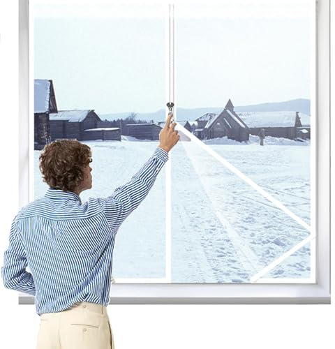 Window Insulation Kit Reusable Window Plastic for Patio Winterizing Thicken Warm Winter Waterproof Attic Insulation Cover (Transparent, 47*60in)