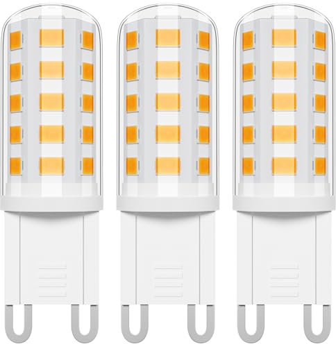 Vanke G9 LED Bulbs 4W, Equivalent to 40W, Warm White 2700K Yellow Light, 440 Lumen, Non-Dimmable, Energy Saving G9 Bulb for Home Light Decor, 3-Pack