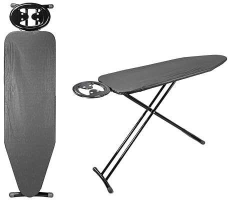 ZANGCO Foldable Ironing Board 120cm x 40cm with Adjustable Height, Sturdy Frame, Non-Slip Feet (Black)