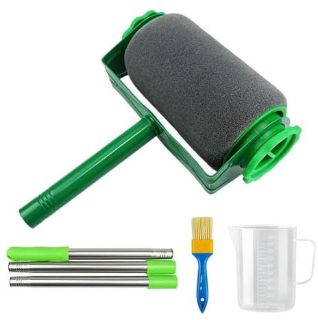 Kznifmk Professionelles 6-Teiliges Farbroller-Set für Wände und Decken - Ausziehbarer Pinsel, Wanne, Rollen, Rührer - Tropffrei