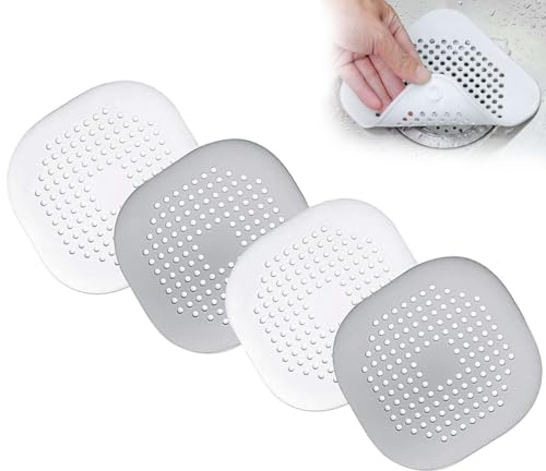 4 protectores de drenaje de silicona con ventosa, protector de colador de fregadero, tapas de drenaje de ducha, filtro de trampa para baño, bañera, desagües de cocina, gris y blanco