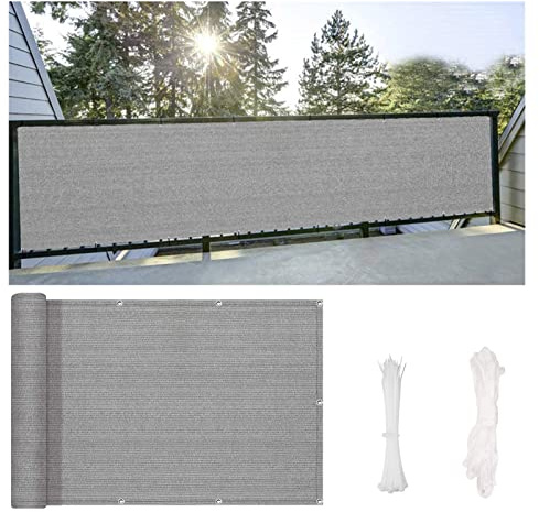 Brise-vue pour balcon extérieur - 55/65/75 cm de hauteur - Gris - Idéal pour jardin, terrasse, porche, appartement - 65 x 1100 cm