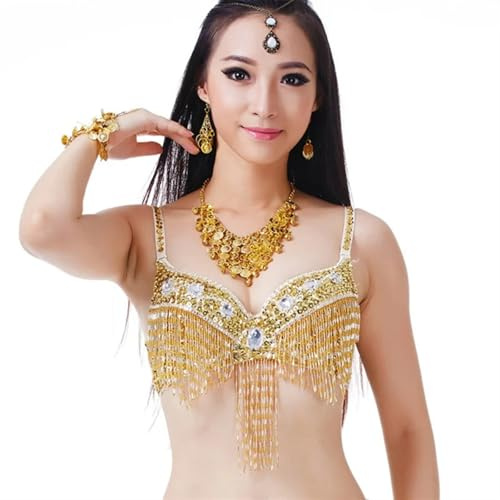 Sujetador De Lentejuelas Danza del vientre flecos Halter Top sujetador lentejuelas con cuentas mujeres niñas disfraz ropa interior Festival traje de baile sujetador de danza del vientre Sujetador De P