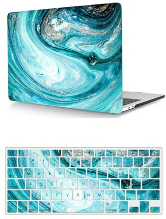 HLAAJJX Hülle Case Kompatibel mit Neues MacBook Air 13 Zoll A1932 A2179 A2337 M1 2020 2019 2018 mit Retina Display&Touch ID, Plastik Hartschale Schutzhülle + Tastaturschutz,Blaue Spirale