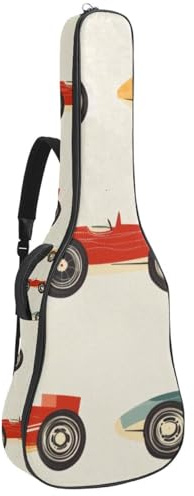 Rote Rennwagen-Gitarrentasche, gepolsterter Rucksack für Akustikgitarre, Rucksack mit verstellbaren Schultergurttaschen, Mehrfarbig 04, 42.9x16.9x4.7 in, Lässiger Tagesrucksack