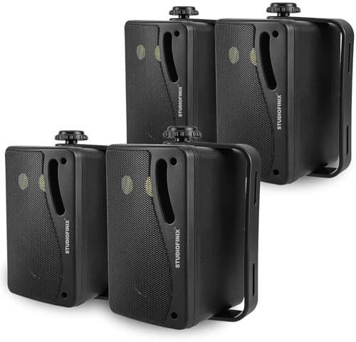 STUDIOFINIX 3.5'' Passive Outdoor Speakers Wired Waterproof,400W Premium Mountable Wall Mount Speakers with Superior Sound,All-Weather Durability,for Patio Marine Boat Garage Indoor(Black 2 Pairs)