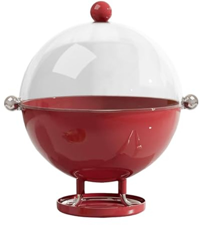 Milageto Frutero con Tapa, Accesorio Decorativo para Guardar Alimentos, Cesta con Pedestal, mostrador de Comedor, Rojo