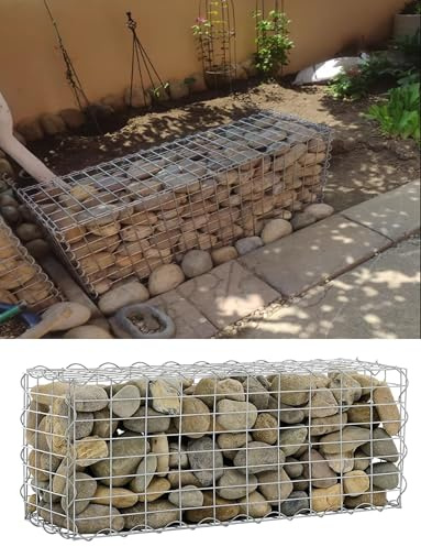 Kit di muro di contenimento in gabbioni di resistenza industriale - Gabbia for pietre in acciaio zincato antiruggine for progetti all'aperto e in giardino(2x2in,11.8x19.7x39.4in)