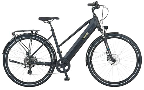 Prophete Entdecker 2.0 E Bike Damen 28 Zoll Trekkingrad mit Hinterradmotor Enovation 40 Nm Altus 8 Gang bis 100 km Reichweite LED Licht 40 Lux hydraulische Scheibenbremse Schwarz Matt