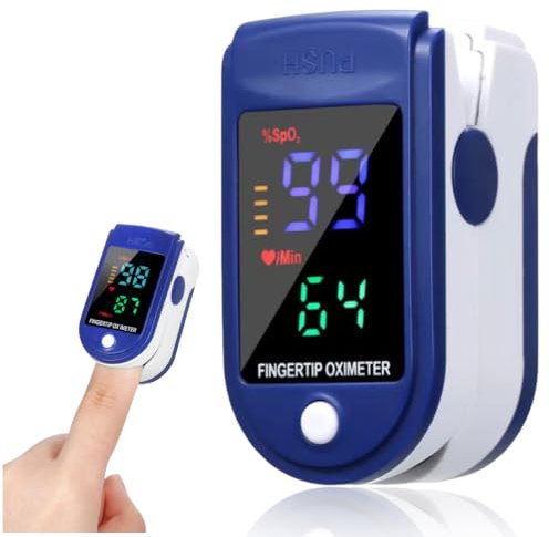 Tomedeks Pulsoximeter zur Wellness-Kontrolle, Oximeter für den persönlichen Gebrauch - Messgerät für Finger zur Anzeige von Puls & Sauerstoffsättigung (SpO2),Für Erwachsene. (Benötigt 2 AAA-Batterien)