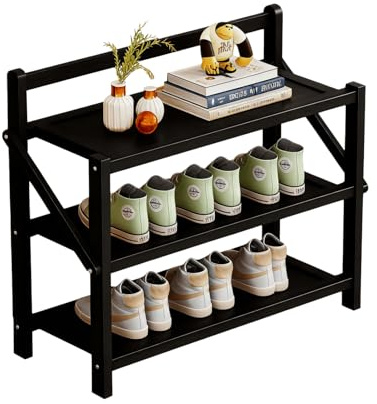 MAUAG Schuhregal, klappregal, tragbar, schuhregal klappbar,Wohnzimmer, Diele, ohne Installation,70cm*23.8cm*45cm,schuhablage schwarz