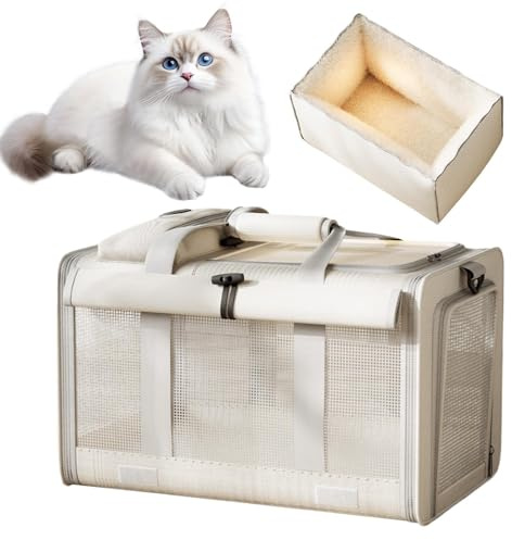 Hundetransportbox,Tragbare Transportbox Für Kätzchen,Tragbare Tasche mit weichen Seiten für Katzen - Für Innen Und Außenbereich Auto Wandern Camping Kurztrips Ausflüge