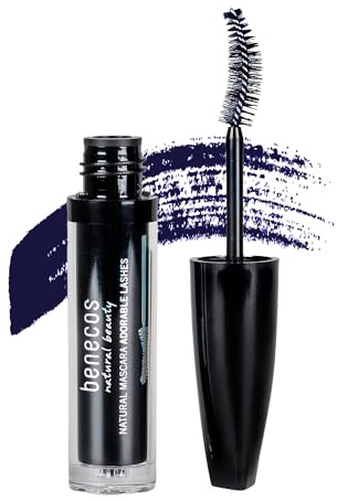 Benecos Mascara Adorable Lashes deep ocean - vegane Wimperntusche für extra Schwung - milde Naturkosmetik mit Bio-Avocadoöl & Vitamin E - blauschwarz - 5,5ml
