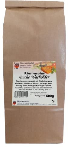 Räucherteufel Räuchermehl, Buchenmehl-Wacholder 1-3mm, 500g