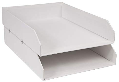 Bigso Box of Sweden Hakan Briefablagen – stapelbare Papierablage Organizer mit stabilen Gummifüßen für Dokumente im A4- oder Briefformat, 23,1 x 31 x 6,1 cm, 2 Stück, Weiß