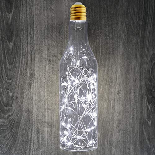 1w Cool White LED Fairy String Decorative Filament Light Bulb E27 Glass Bottle Festive Festoon Lamp 240v Mains