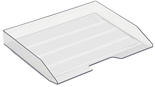 Acrimet Stapelbare Briefablage im Querformat, Büro-Organizer für Papier und Dokumente im A4-Format, Robuster Kunststoff (Farbe Transparent) (1 Stück)