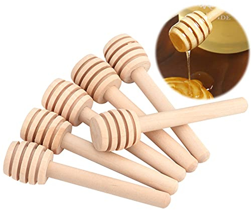 Bastones de madera para miel, 50 unidades, mini palitos de madera, dispensador para miel, cucharas para miel, caf¨¦, leche, t¨¦, mezcla