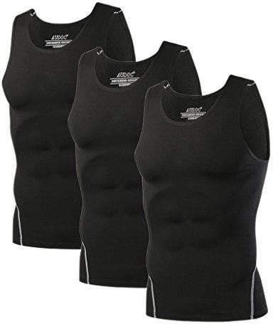 Audoc Mens 3 Pack Compression Tank Tops Cool Dry Sleeveless Compression Shirt (XXXX-Large, 3 Pack Tank)