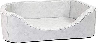 CopcoPet Hundebett Stella Orthopädisch XL 100 x 80 x 10 cm Antik Weiß – Kunstleder, rutschfest & pflegeleicht – Für mittelgroße Hunde, perfekt als Liegeplatz im Wohnzimmer oder Schlafbereich