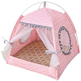 Tragbares faltbares Hundezelt Katzenhaus Bett Outdoor Wasserdicht Tierunterstand Sommer Strand Sonnenschutz Haustier Shelter Reise Camping Haustier Auto (XL, Rosa)