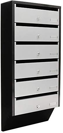 Profirst cassetta delle lettere condominiale Quarten 6, argento e nera, targhetta pornanome, per 6 famiglie, dimensioni LxH (38,5cmX82,4cm), fissaggio a parete