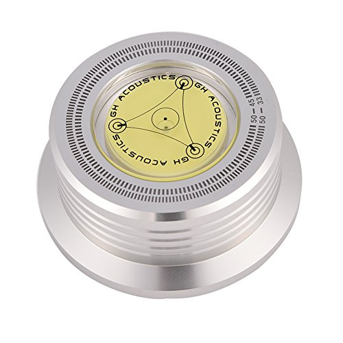 Stabilisateur de Poids D'enregistrement 50 Hz avec Niveau à Bulle, pour éliminer les Vibrations, Pince de Disque en Alliage D'aluminium pour Tourne-disque Vinyle LP(argent)