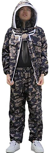 Imkeranzug mit abnehmbarem Schleier, abgerundet, Ganzkörperschutz, Unisex, professionelle Imkerbungskleidung (L, gespaltene Imkerbekleidung)
