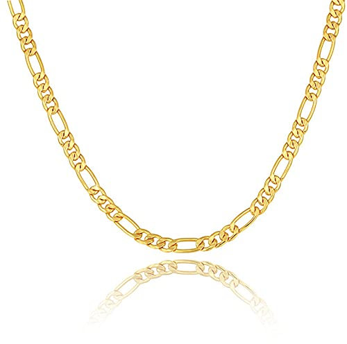 Beydodo Halskette Edelstahl ohne Anhänger, 5MM Figarokette Gold Kette Hip Hop Herren Partnerkette 76 cm