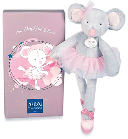 DOUDOU ET COMPAGNIE - Mon Doudou Ballerine - Peluche Souris Danseuse - Doudou Souris Tutu - 30 cm - Grise - Pour Enfants Dès La Naissance - Idée Cadeau Naissance/Baptême/Anniversaire - DC3975