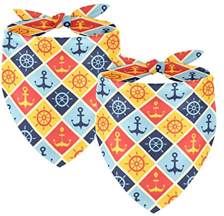 Hundehalstücher, 2 Stück, maritime, nautische Lenkräder, Anker, Haustier-Schal, Chiffon-Halstücher, Dreiecks-Lätzchen, Zubehör für kleine, mittelgroße und große Hunde, Welpen, Haustiere