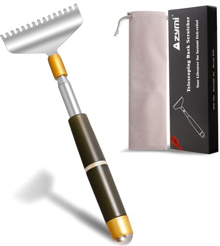 Rascador de espalda grande extensible para mujeres, hombres y adultos, garra más ancha/mango antideslizante/bola de rodillo, masajeador portátil y resistente de Azymi