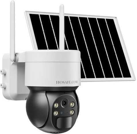 Camera Surveillance WiFi Exterieure sans Fil Solaire Batterie, Caméras de Surveillance 360, Vision Nocturne Couleur, Conversation Bidirectionnelle, Détection de Mouvement PIR, Stockage en Nuage