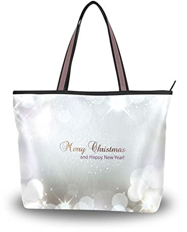 Damen-Handtaschen, elegant, silberfarbene Sterne, Tragetasche mit Reißverschluss, Damen-Tragetasche, Umhängetasche, silber, Large