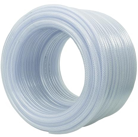 Clear PVC Braided Hose,Food Grade/Oil/Water/Fuel Reinforced Pipe,Tube 8mm Internal,11.2mm External (3m)…