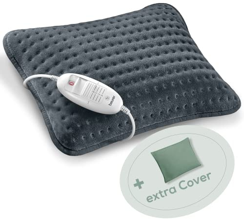Beurer HK 48 Cosy Sofa-Heizkissen mit Schnellheizung, 3 beleuchtete Temperaturstufen und Abschaltautomatik, extra weiches Wendekissen, mit zusätzlichem Filz-Bezug, grün