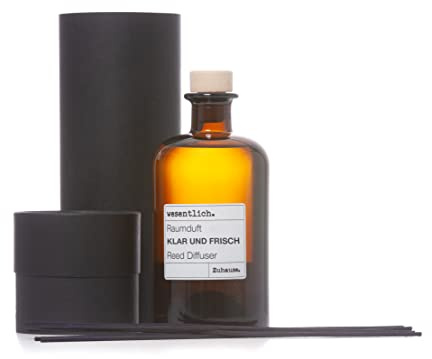 wesentlich. Reed Diffuser Raumduft Klar und Frisch (400ml) inkl. 7 Kapillarstäbchen - dekorativer Raumduft in der Apothekerflasche