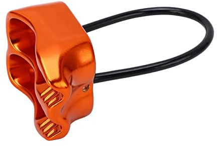 MXGZ Sicherungs- und Abseilgerät, ATC-Abseilgerät Weit Verbreitetes Doppelseilloch V-förmige Reibungsrille Aluminium-Magnesium-Legierung für Bergsteigen (Orange)