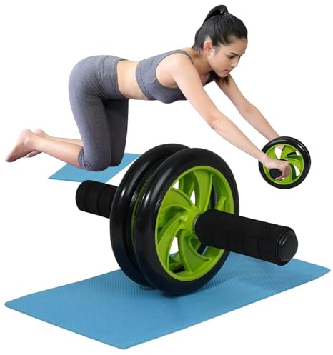 Gym Fitness Ab Roller Ab Wheel Abdominal Exercise Equipment 6 Pack Abs & Core Strength Training Home Equipment (Green/Black)