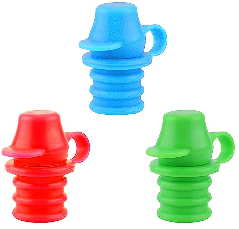 3St Silikon Ausgießer für Wasserflaschen, kein Verschütten Flaschenaufsatz Silikon Kinder Quetschbeutel Aufsatz für die Meisten Flaschen, Kinder, Erwachsene (3 Farben)