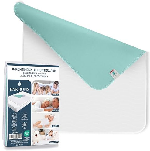 Barbons - Protector de colchón lavable para incontinencia, impermeable, funda de cama, protección contra la humedad, para bebés, niños y personas mayores, 75 x 90 cm