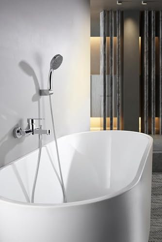 Robinet mitigeur de baignoire et douche en laiton avec douchette (chromé)