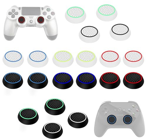UKOFEW 20 Pièces Poignées Pouce Silicone,Joysticks de Remplacement en Silicone,Capuchon Joystick,Capuchons pour Poignées pour Manette Xbox One Series X/S, PS5 (10 Couleurs)