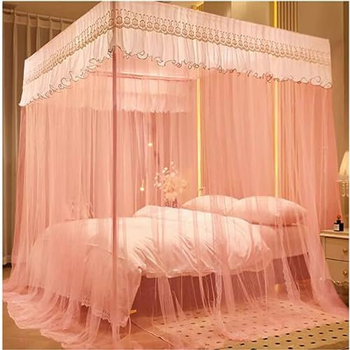 Betthimmelstangen in voller Größe, Himmelbettrahmen-Vorhänge, Grace Moskitonetz, Bettrahmen-Vorhanghalterungen mit Vorhang für Twin Full Queen King Size-Bett, Jade, King