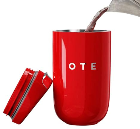 OTE Thermobecher, 350ml/12oz Tragbarer Kaffeetasse Isolierbecher, Hält Getränke heiß/kalt, Edelstahl Kaffeebecher to Go, Auslaufsicher Reisebecher (Rot)