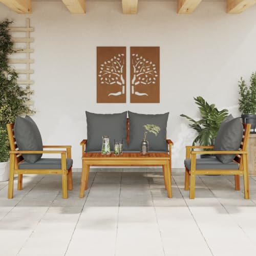 Festnight 4-TLG Gartenmöbel Set Holz Garten Lounge Set Gartenbank Balkonmöbel mit Sofa und Tisch Sessel Set 4 Personen Gartensofa Terrassenmöbel Balkon Lounge Gartenlounge Sitzgruppe
