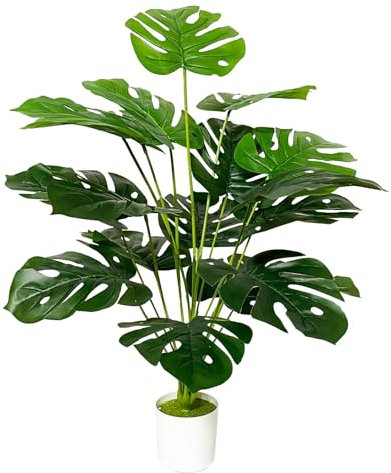 Zelihrdu Konstväxt som äkta plastkonstgjorda växter stor i kruka konstgjord palm falsk palm dekoration badrum vardagsrum sovrum balkong bröllop interiör utomhusdekoration (75 cm grön stora monstera)