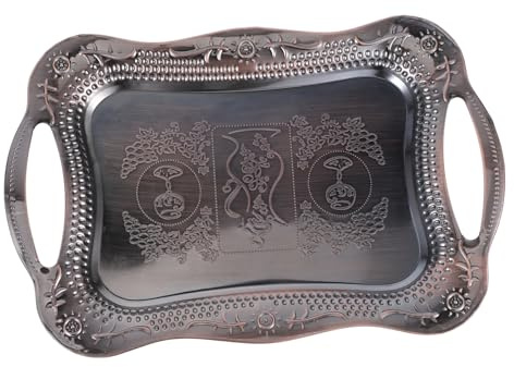 Alipis Bandeja para Servir Frutas y Bocadillos de Acero Inoxidable Rectangular con Asas Portátiles para Picnic y Fiesta Estilo Vintage Europeo